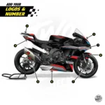 Rbk hk2 yamaha r1 black red lightblue white numbered